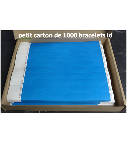 petit carton original contient 1000 bracelets id tyvek soit 100 feuilles de 10 bracelets détachable