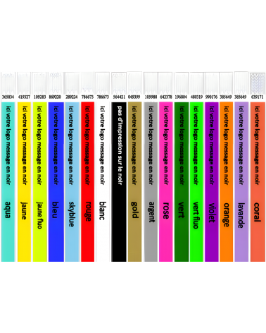 Bracelets id tyvek marquage en noir de votre logo message